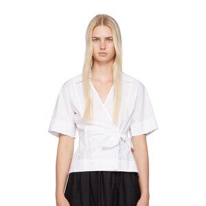 Ganni White Wrap Blouse
